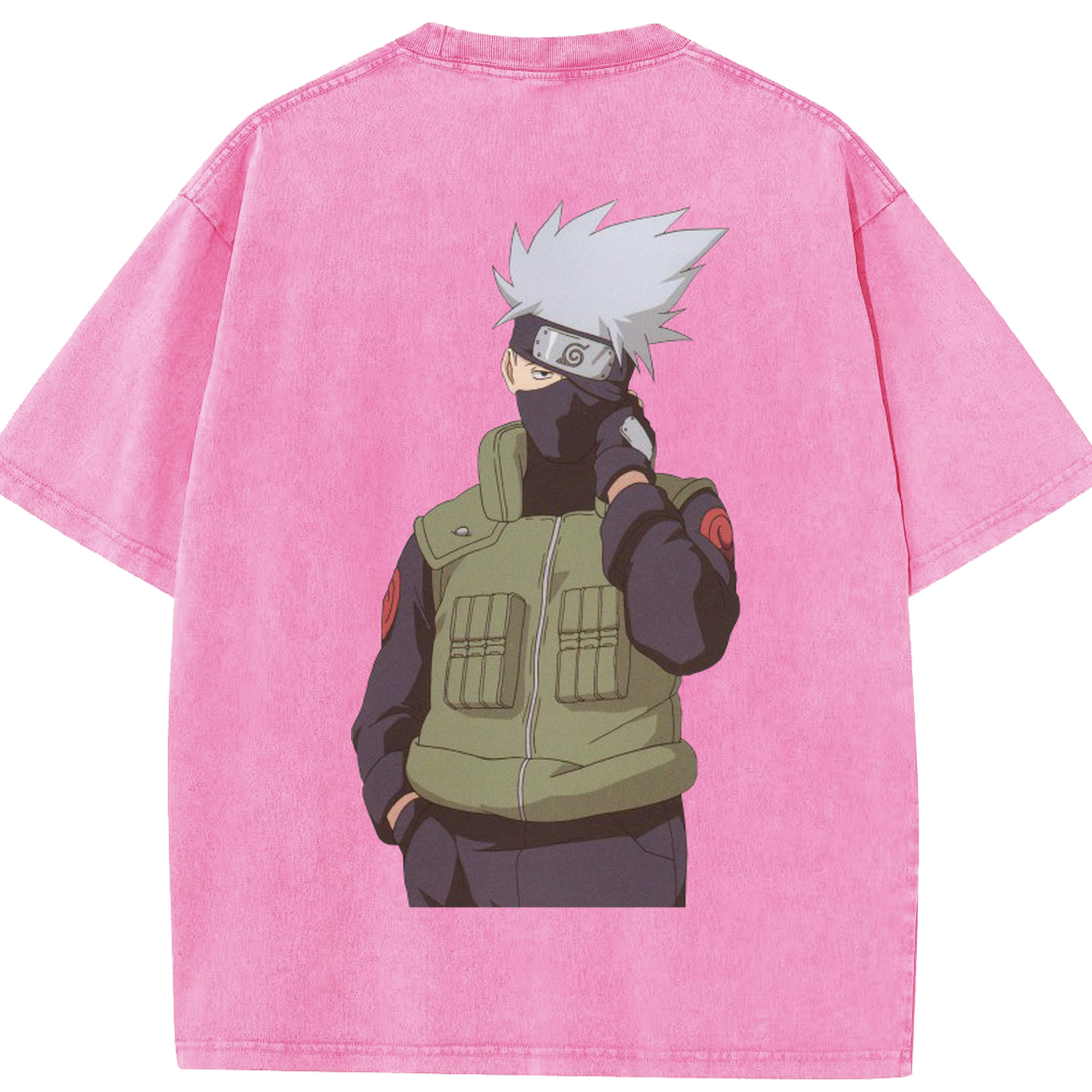 （画像用） NARUTO -ナルト- はたけ カカシ Hatake Kakashi 綿100% ヴィンテージ風 半袖Tシャツ（背面プリント）